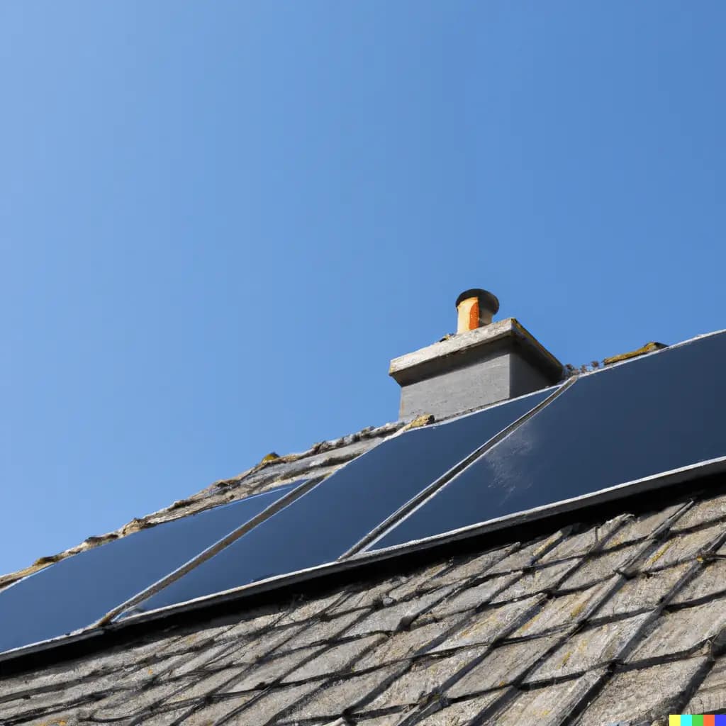 A rooftop with solar panels under a sunny sky, representing the financial benefits of solar installations and how they can reduce electricity bills and carbon footprint.